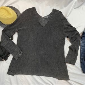 Vince linen knit sweater double v neck tunic M A2